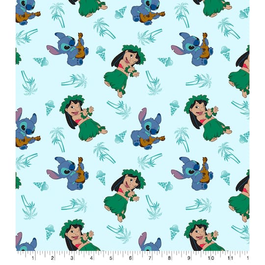 Disney® Blue & Green Lilo & Stitch Vacation Icon Cotton Fabric